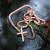 Micro Diamond Cross Necklace - Rose Gold